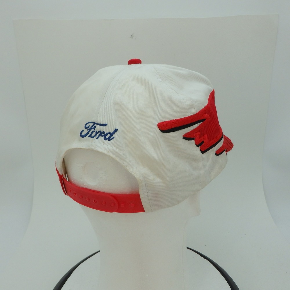 Ford Powered By Ford Racing Embroidered Baseball Cap White Red Black - Picture 5 of 15